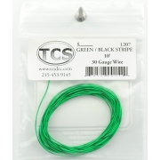 Green w/Black Stripe 30 Gauge Decoder Wire 10' - Click Image to Close